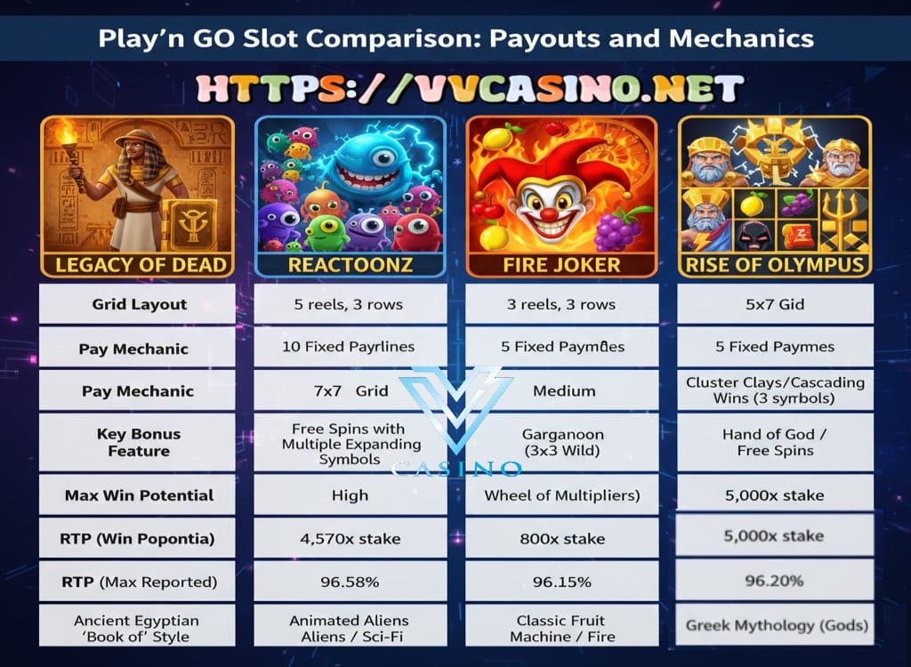Play'n GO Slot Comparison